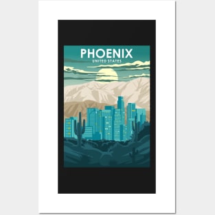 Phoenix Arizona United States Vintage Minimal Retro Travel Poster Posters and Art